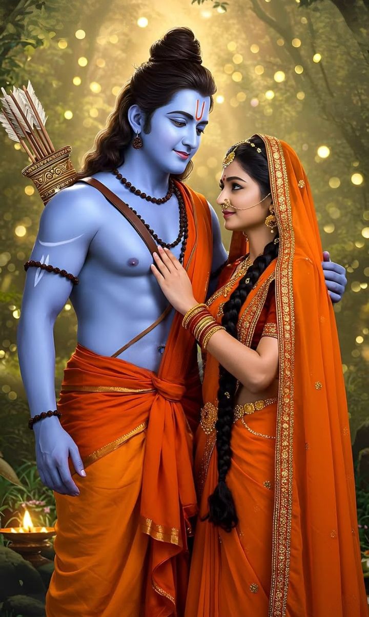 Lord Ram and Sita in embrace