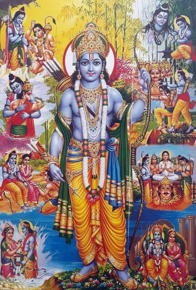 Lord Ram with Sita, Hanuman, and Lakshman