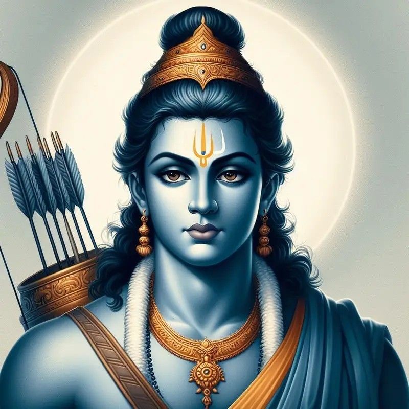 Lord Ram with bow and arrow portrait