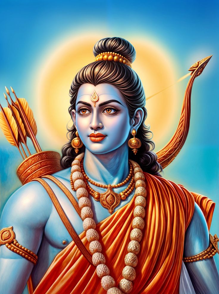 Lord Ram with bow and arrow portrait