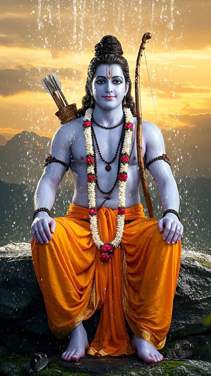 Lord Ram with bow and arrow portrait