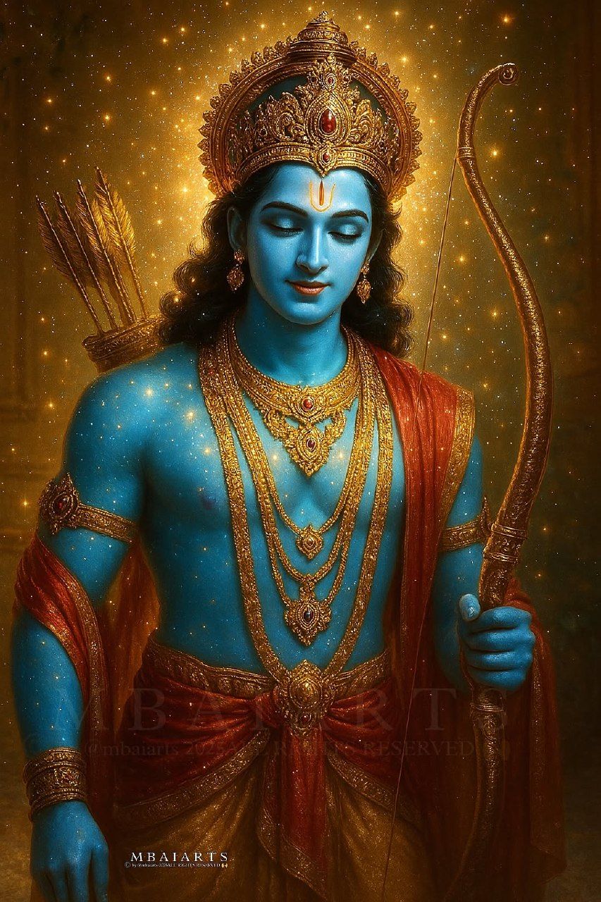 Blue-skinned Ram holding bow and arrow