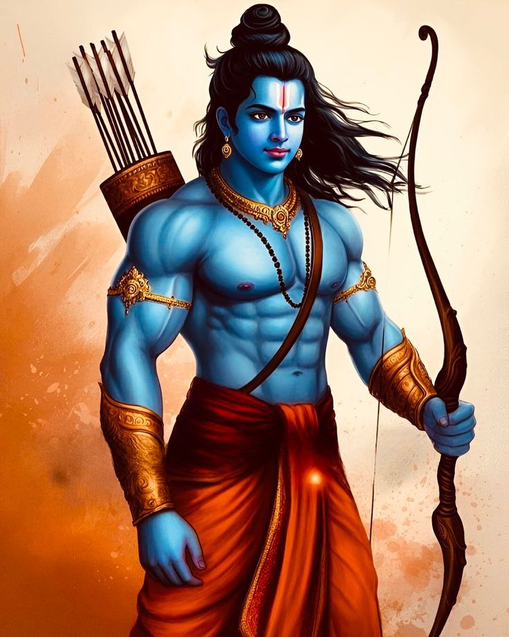Lord Ram with bow and arrow portrait