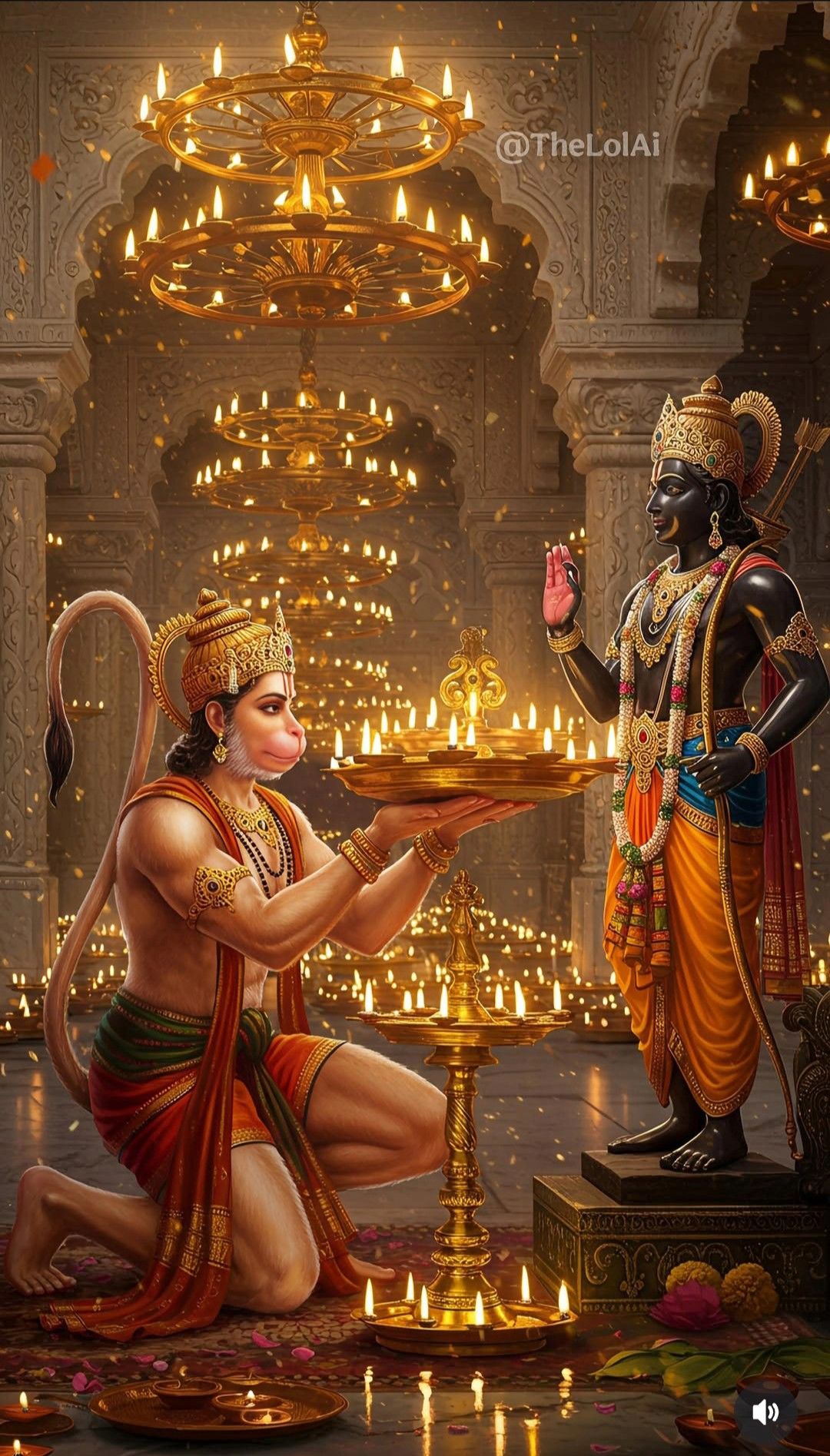 Hanuman offers light to Lord Ram