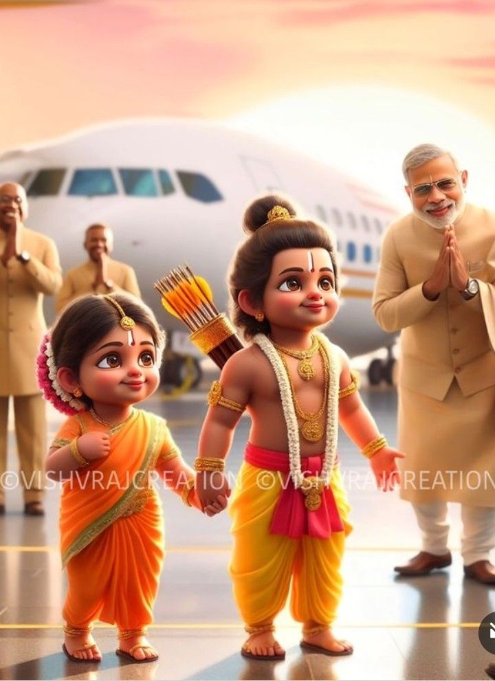 Little Ram and Sita divine illustration