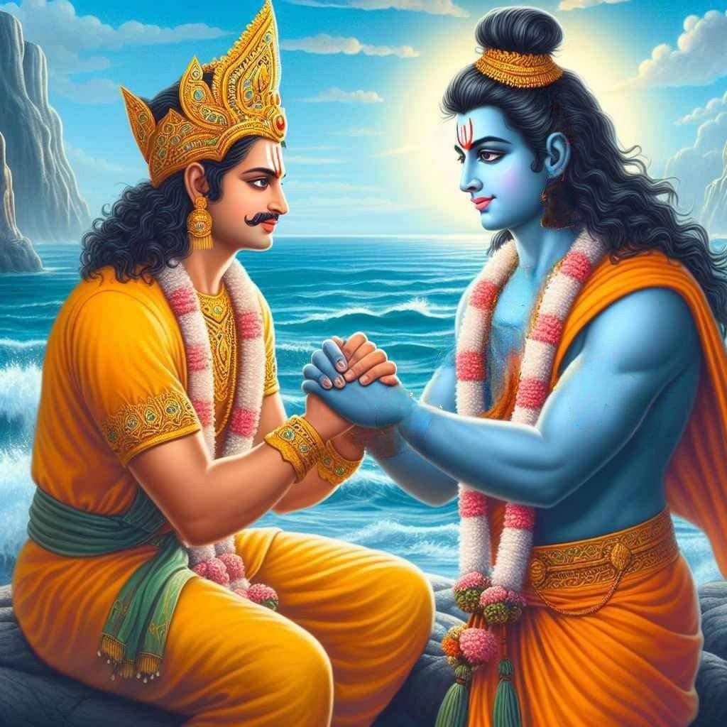 Ram and Lakshman in devotional scene