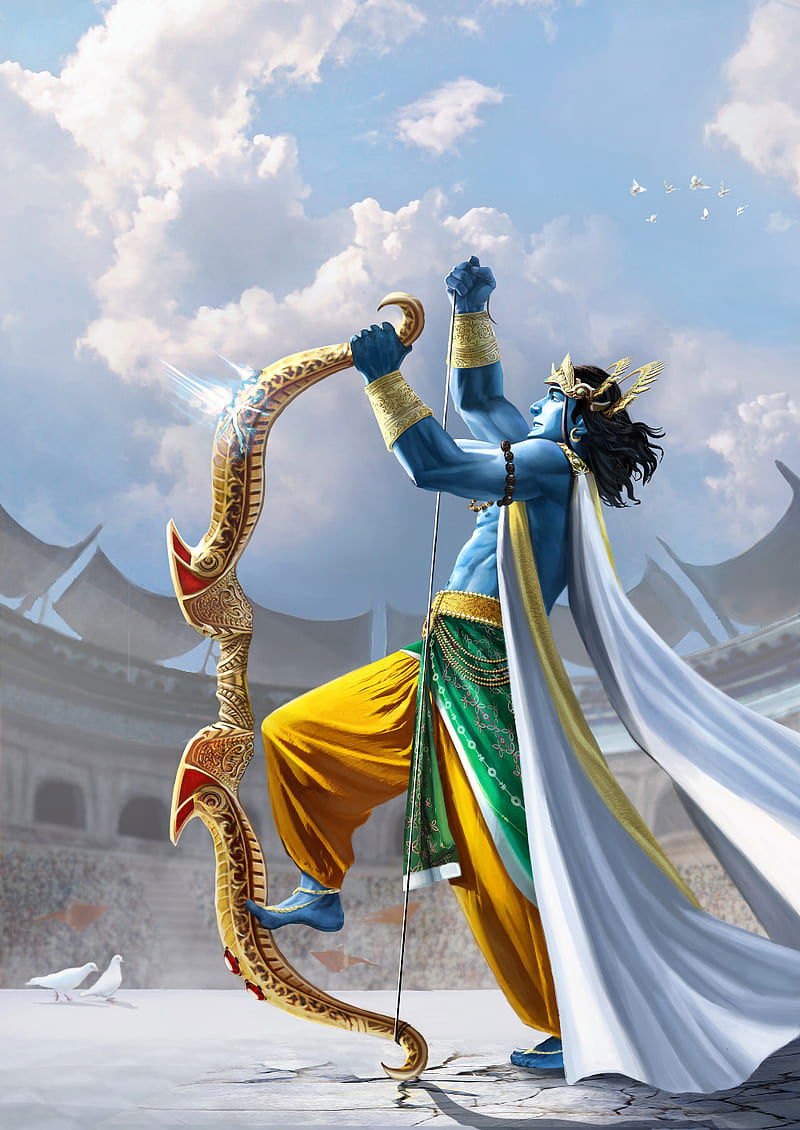 Lord Ram aiming with bow and arrow