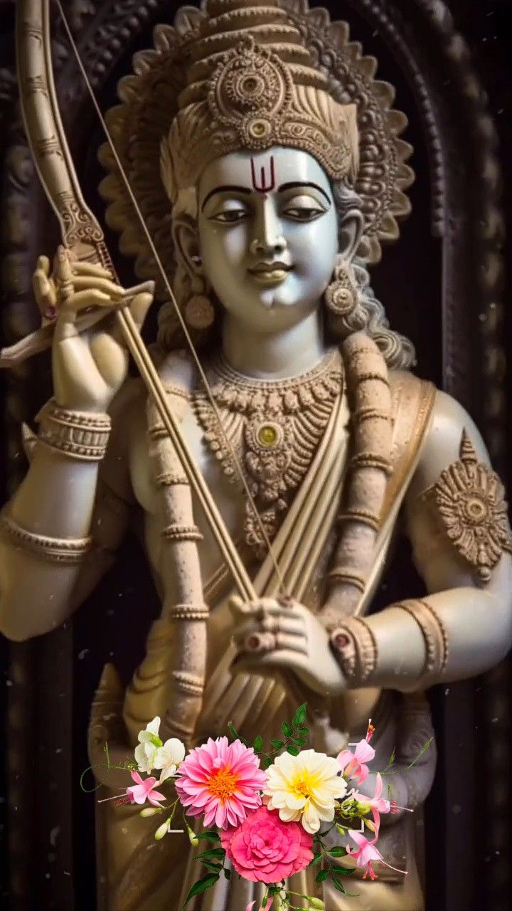 Lord Ram with bow and flowers