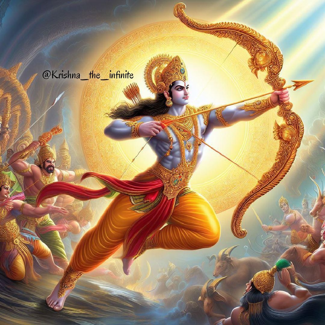 Lord Ram poised with bow and arrow