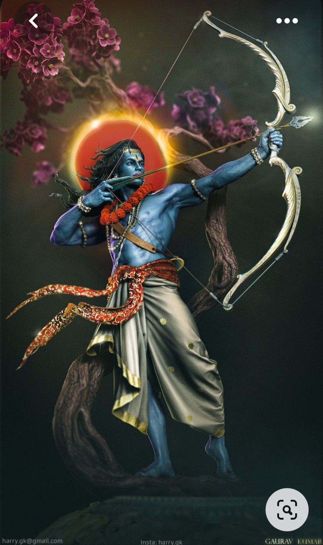 Lord Ram aiming with bow and arrow