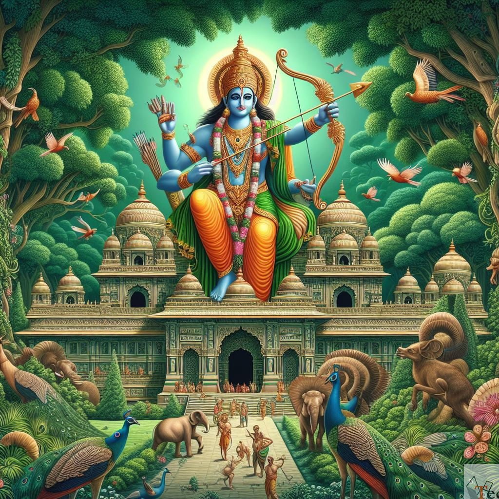 Lord Ram in a vibrant forest setting
