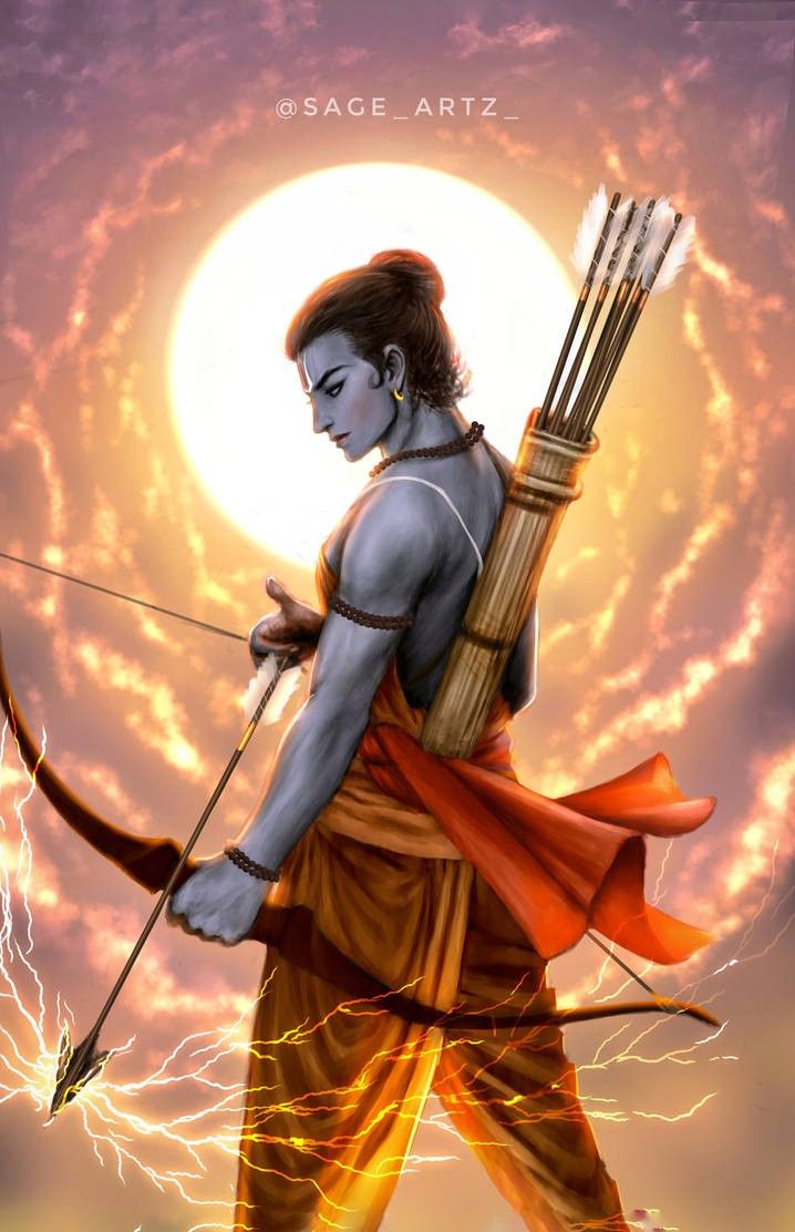 Lord Ram poised with bow and arrow