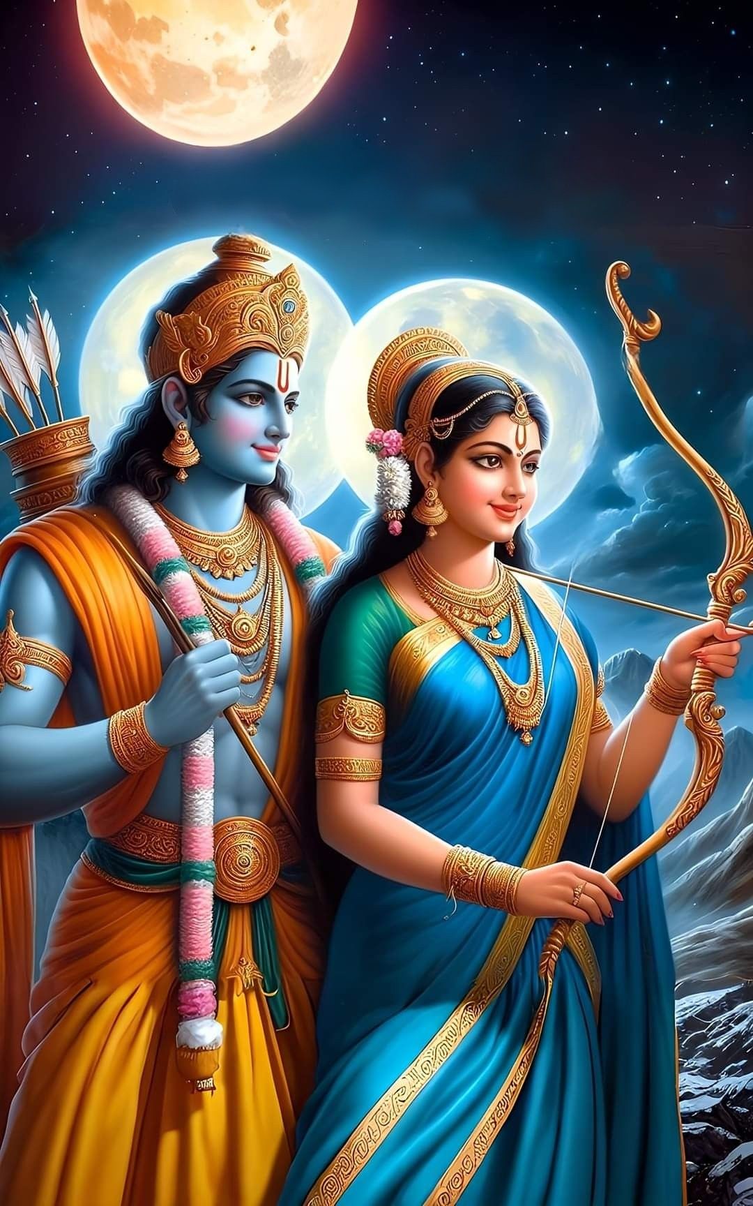 Lord Ram and Sita under the moonlight