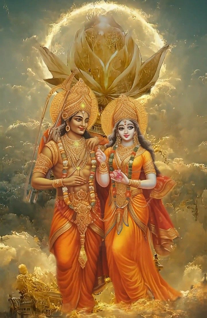 Ram and Sita in a golden aura