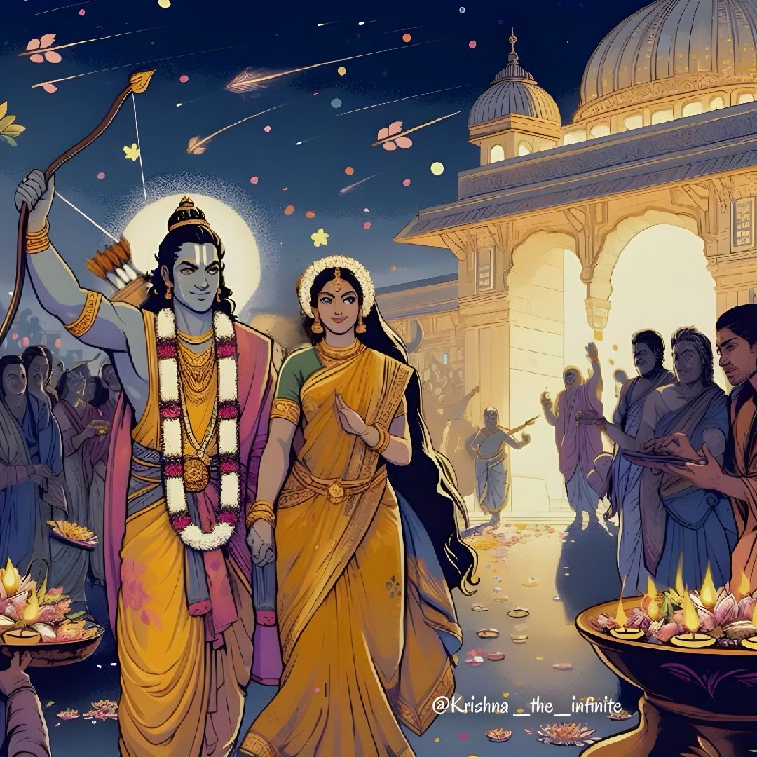 Ram and Sita returning to Ayodhya