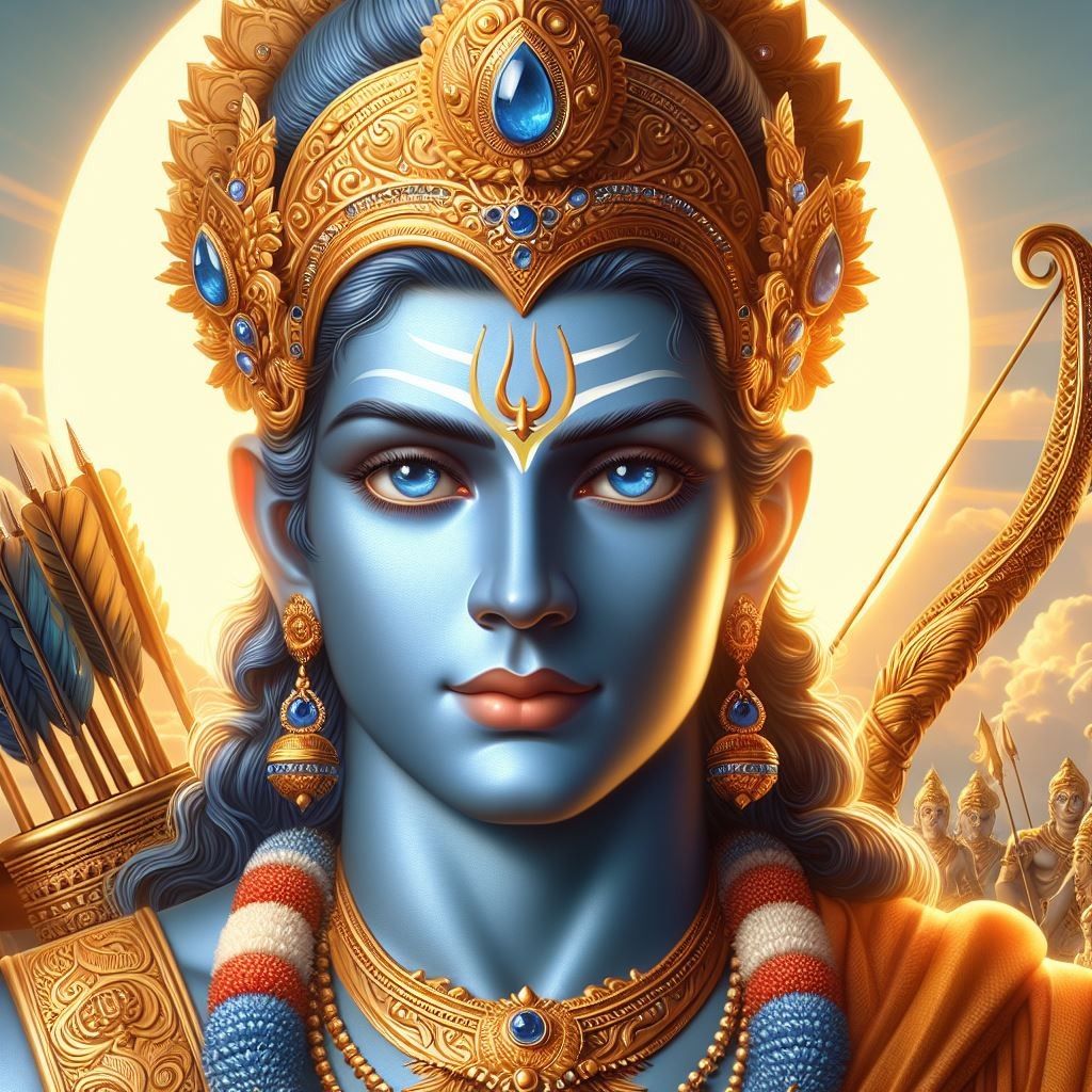 Lord Ram portrait with bow and arrow