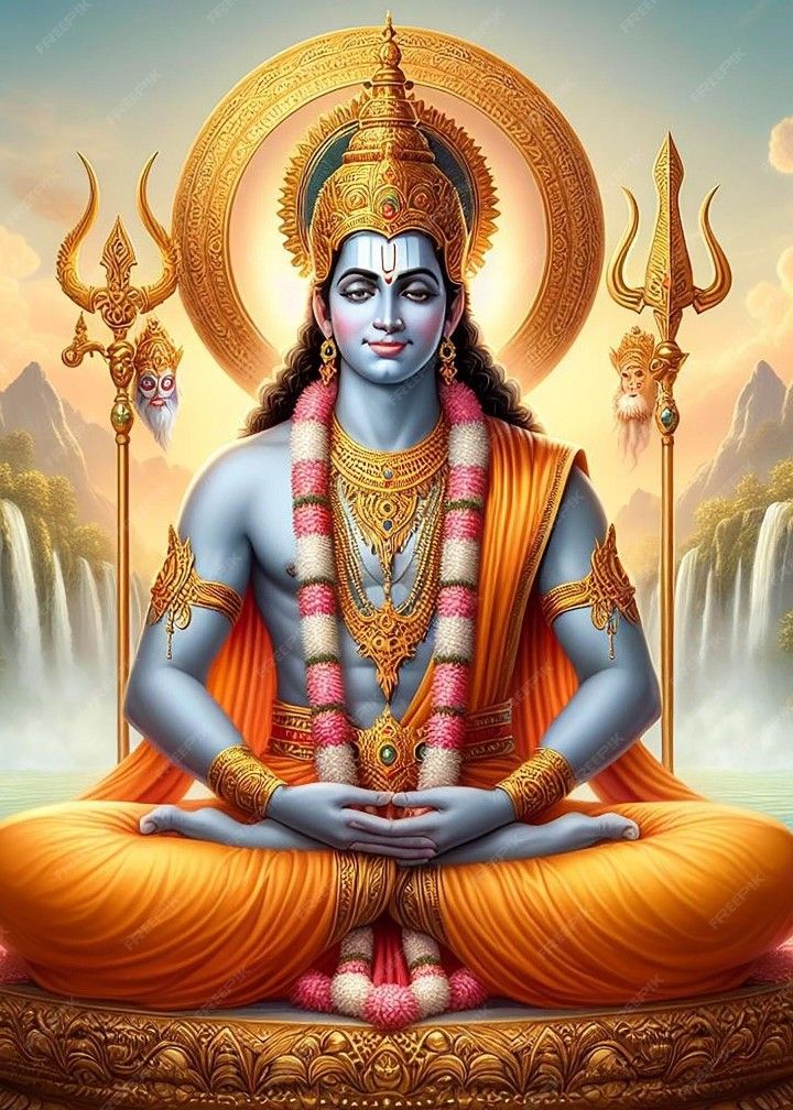 Lord Ram seated in lotus position