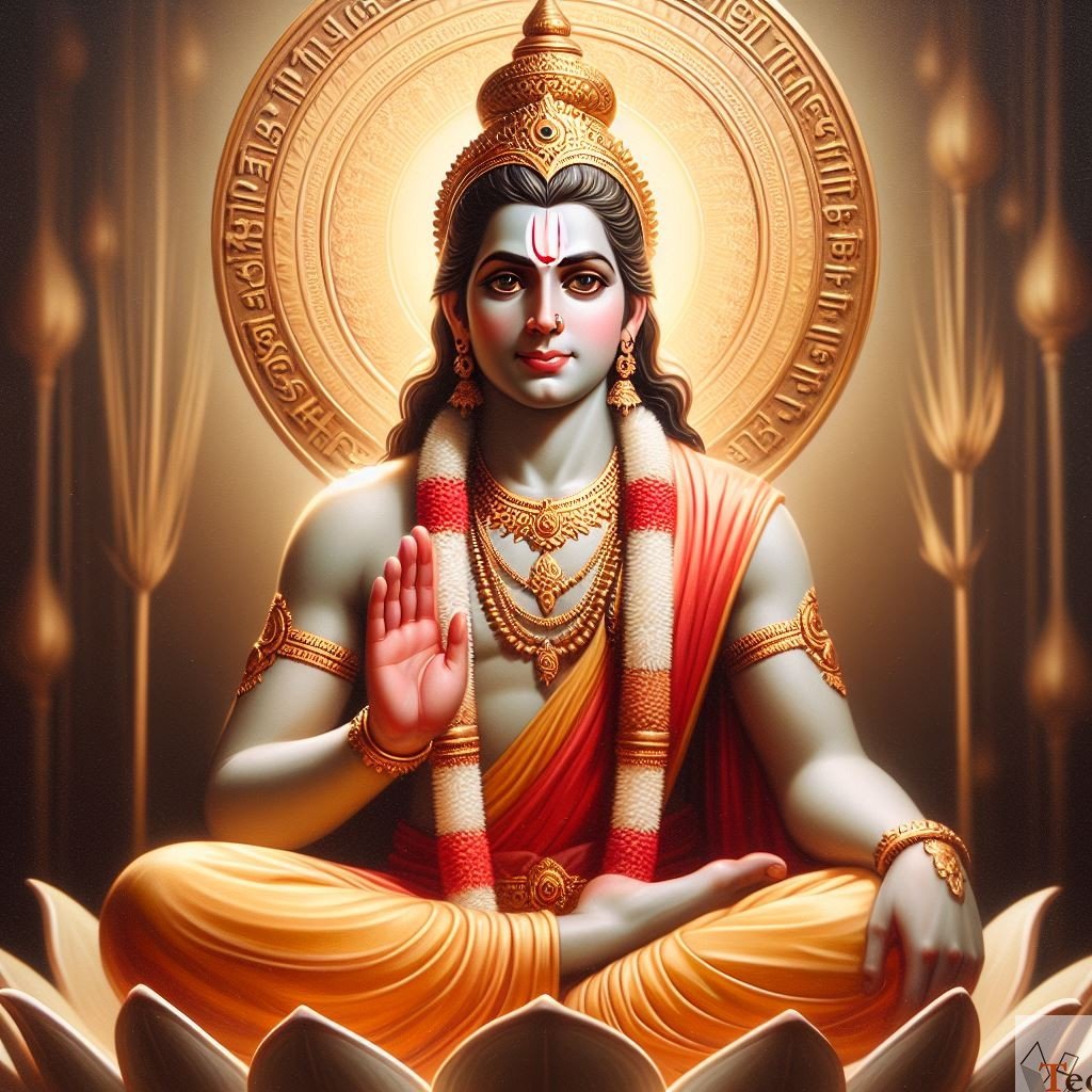 Lord Ram in meditative pose, divine portrait.