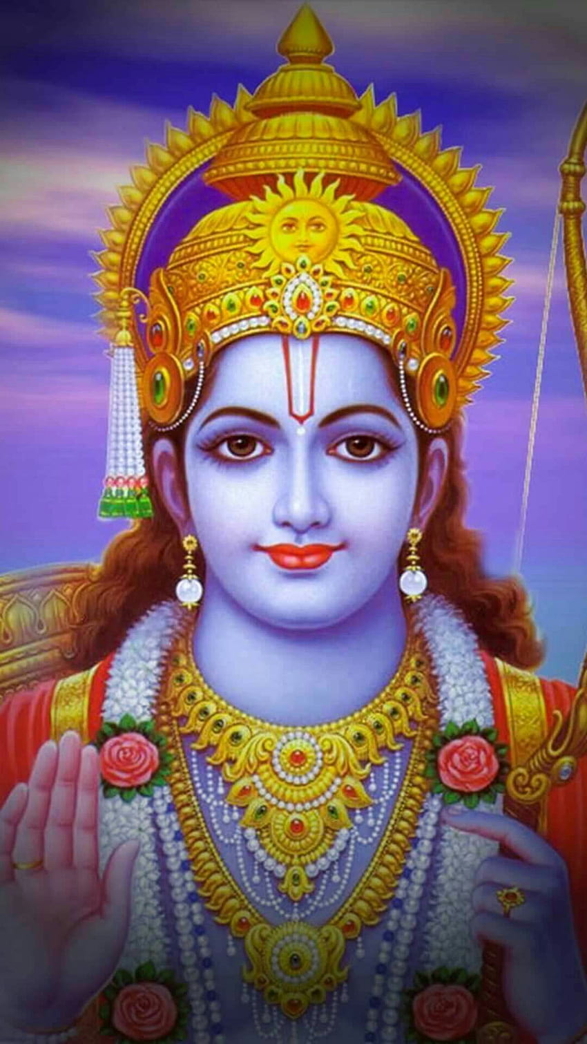 Lord Ram with bow and floral garland