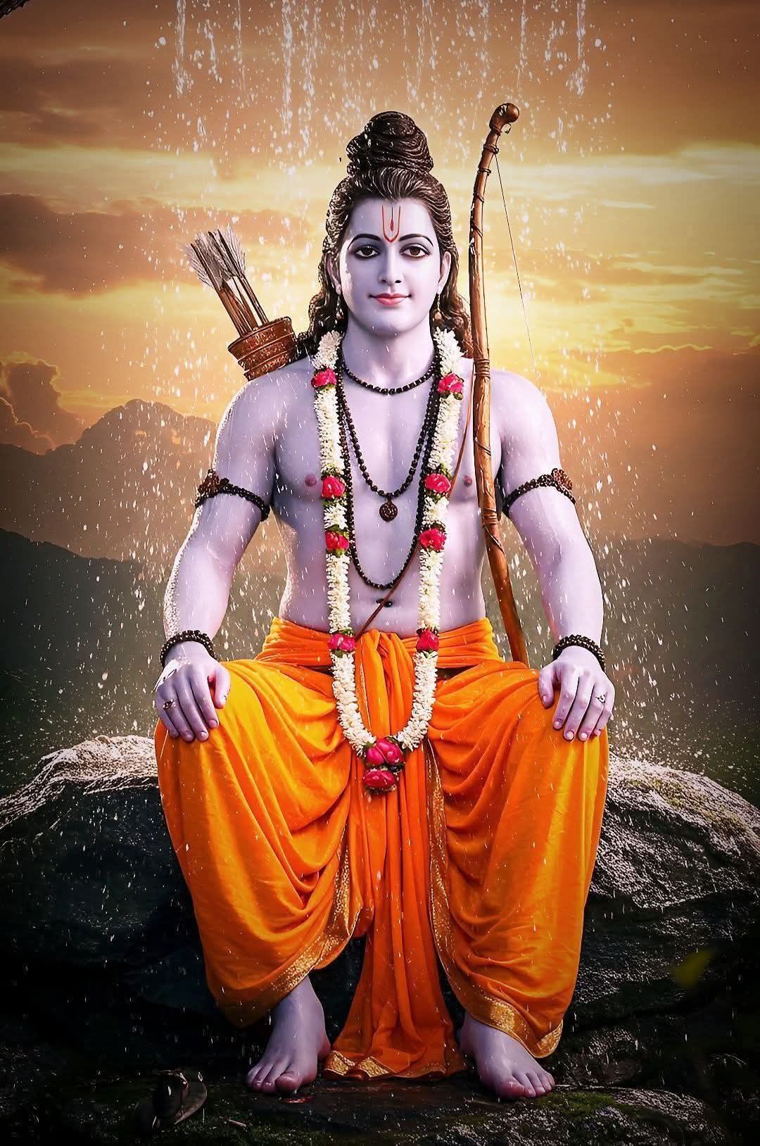 Lord Ram with bow and arrow portrait