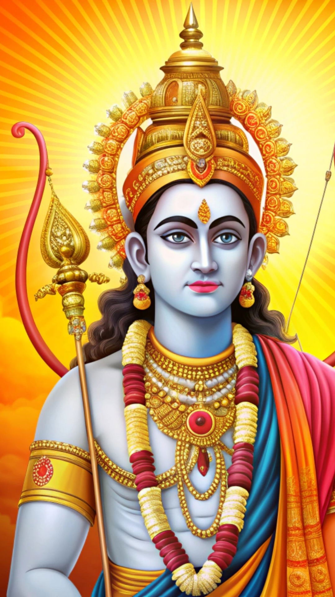 Lord Ram with bow and arrow portrait