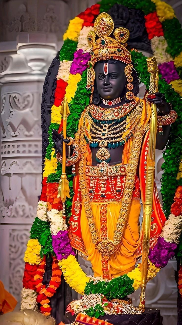 Lord Ram with bow and flowers