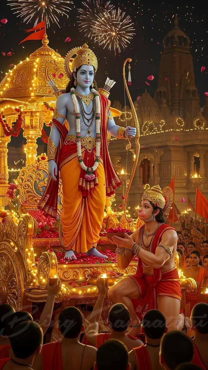 Lord Ram with Hanuman, divine celebration