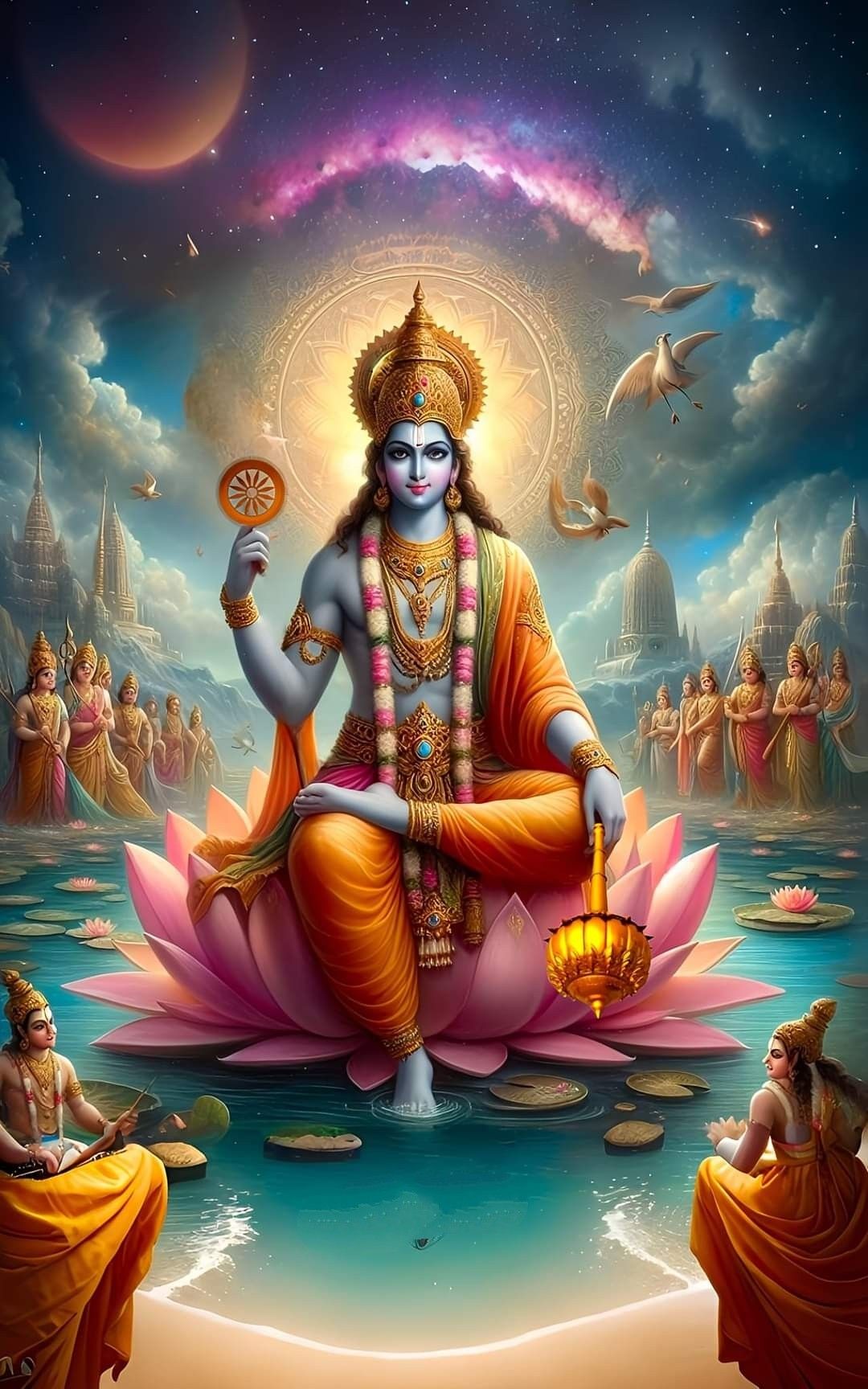 Lord Ram seated on lotus throne