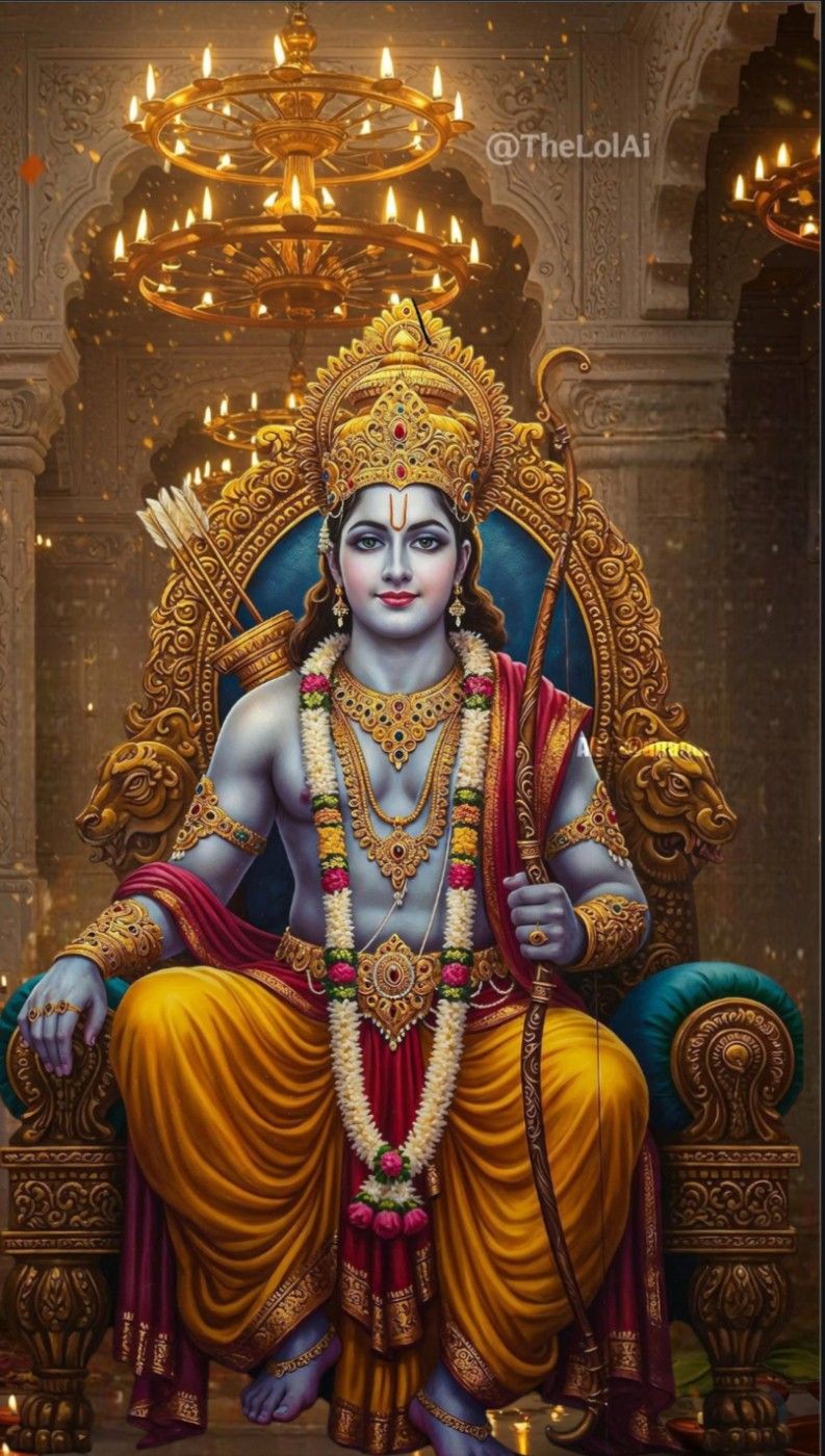 Lord Ram seated on golden throne