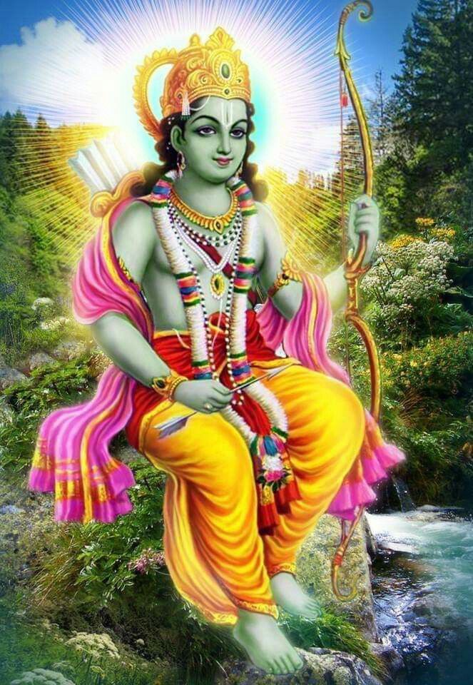Lord Ram with bow in forest