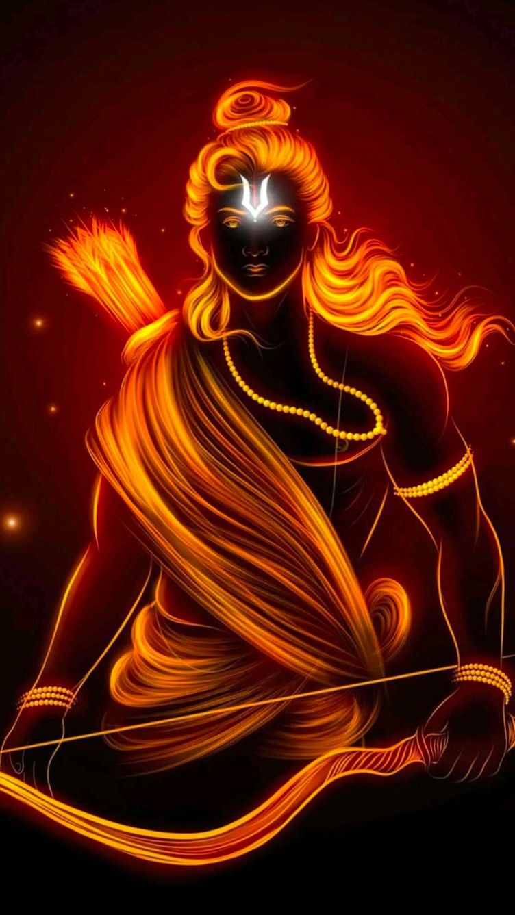 Fiery Lord Ram with bow and arrow