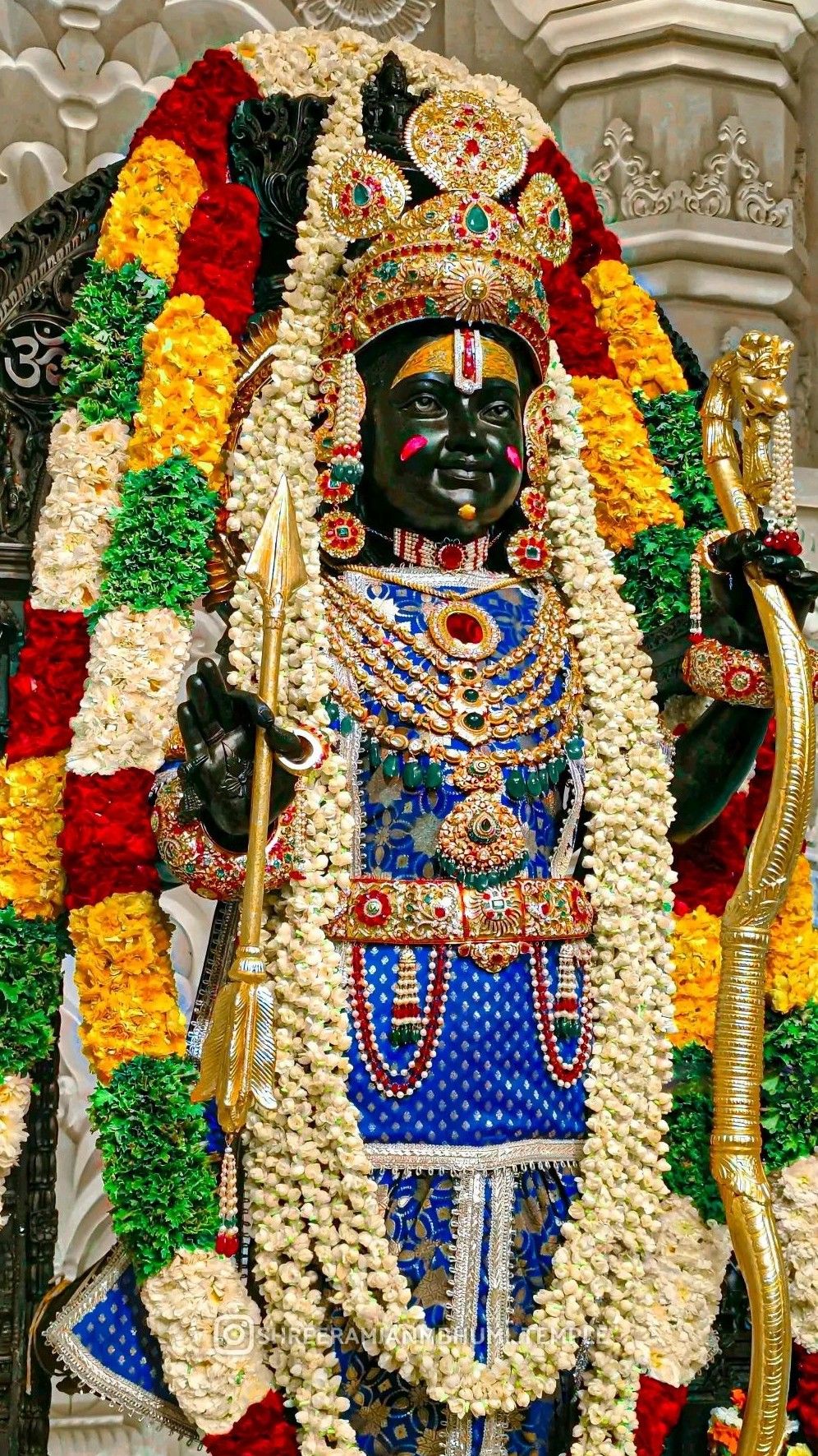 Lord Ram adorned with flower garland