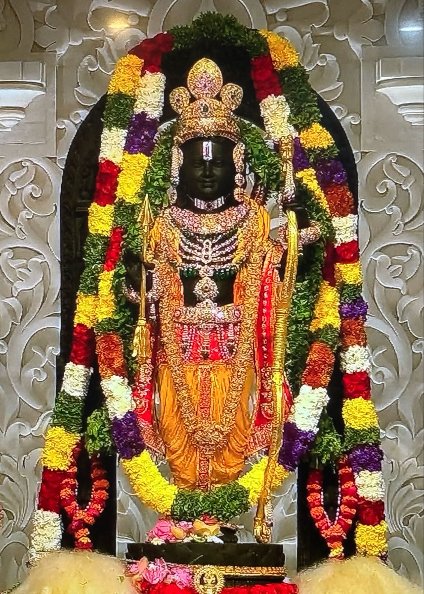 Lord Ram adorned with flower garland