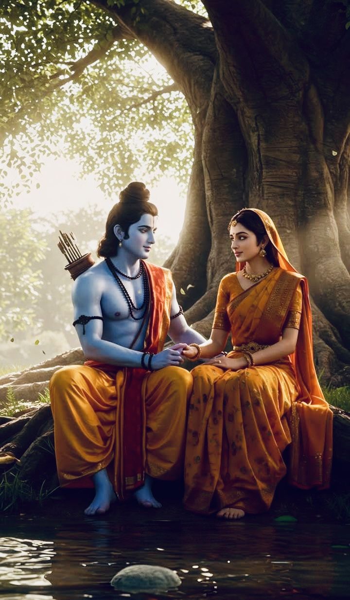 Ram and Sita in a forest setting