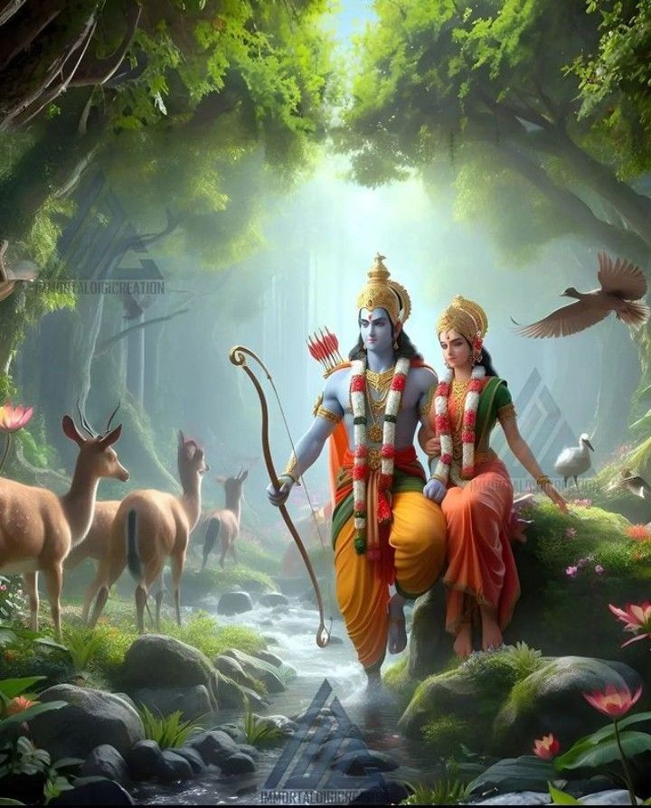 Ram and Sita in a sacred forest