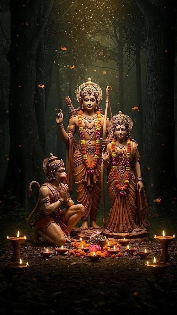 Ram Sita Hanuman forest divine wallpaper