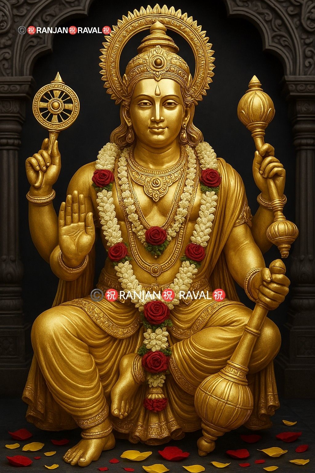 Lord Ram showering blessings, golden statue