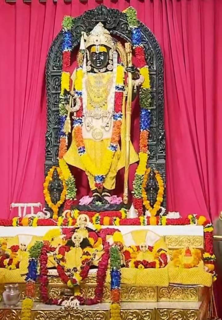 Lord Ram idol decorated with flowers