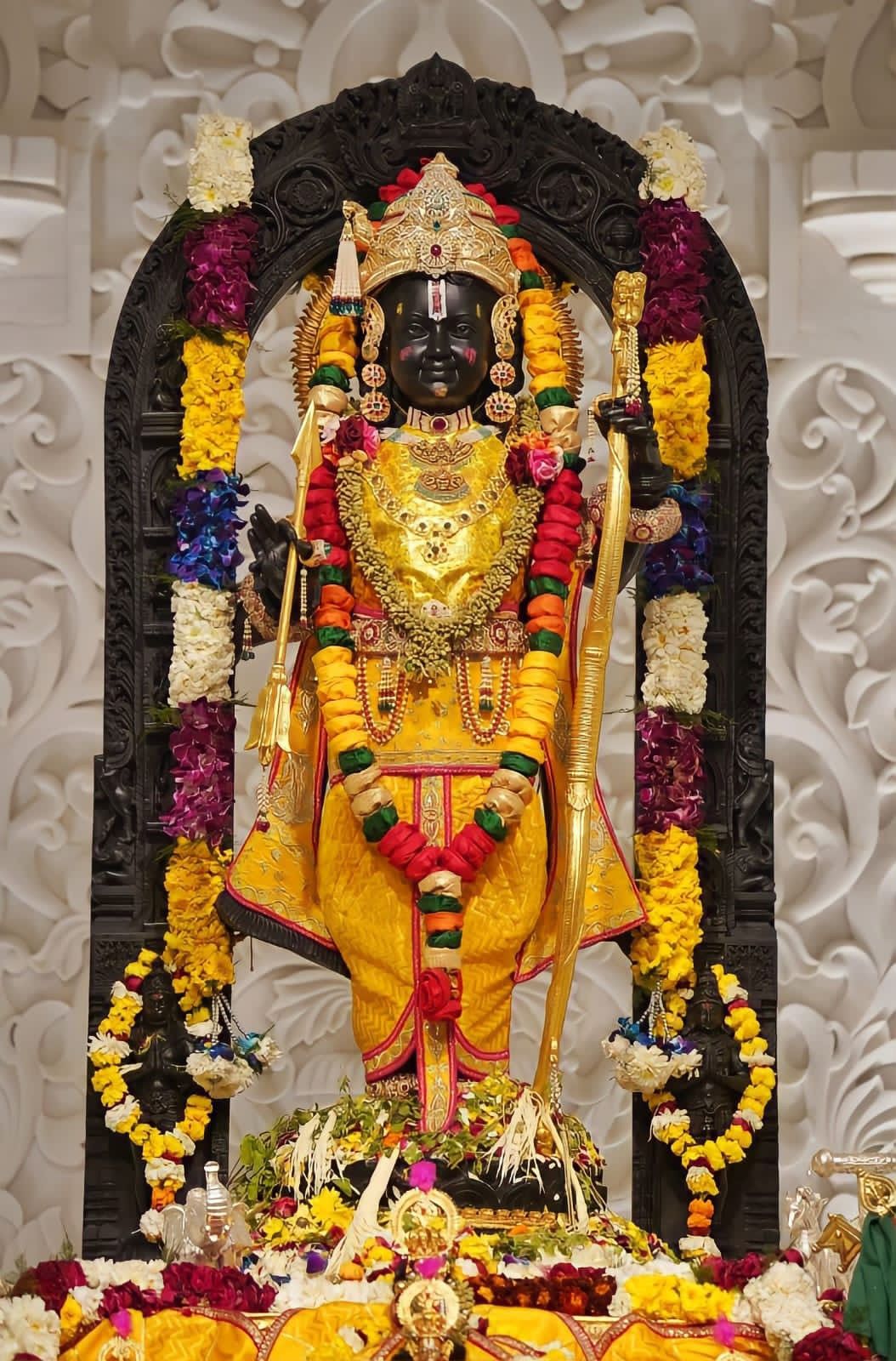 Lord Ram with bow and arrow, adorned