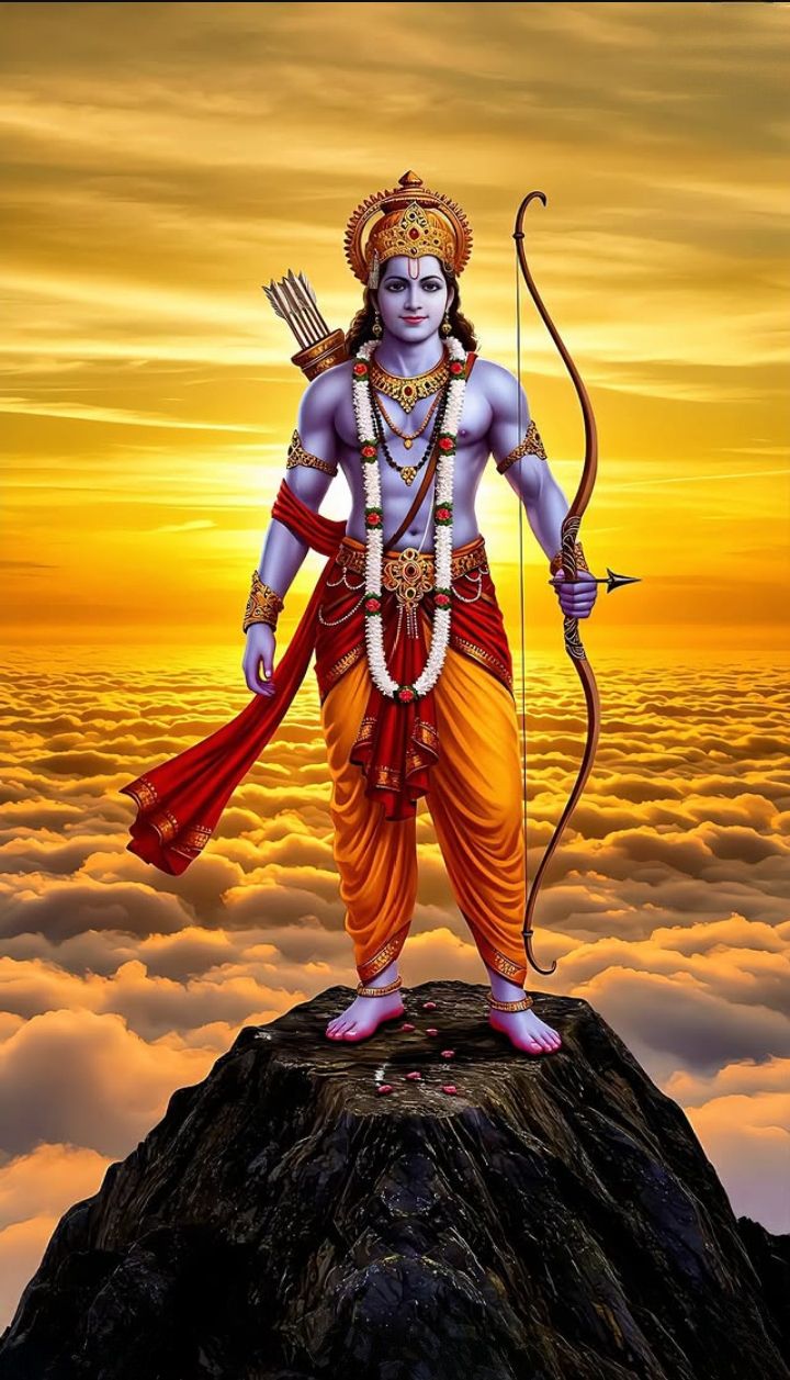 Lord Ram standing with bow and arrow