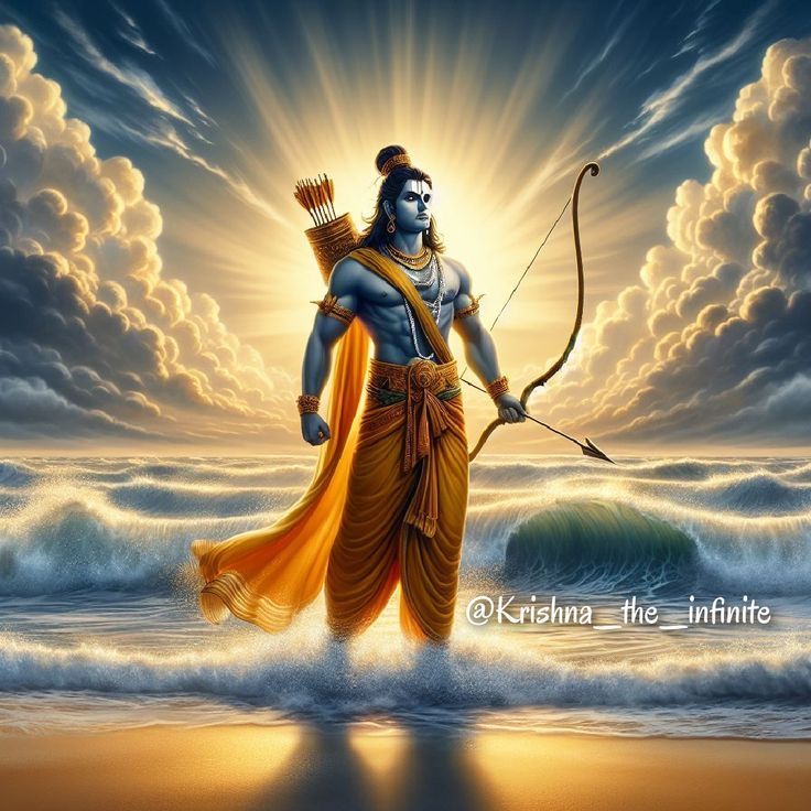 Lord Ram standing with bow and arrow