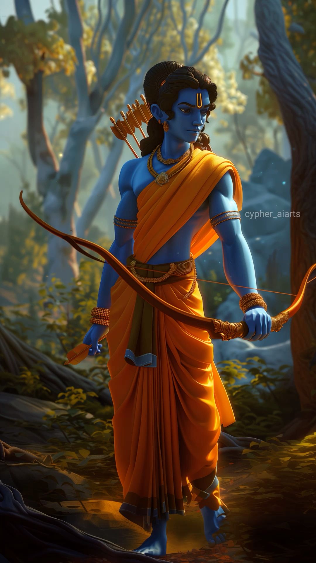Lord Ram stands ready in forest