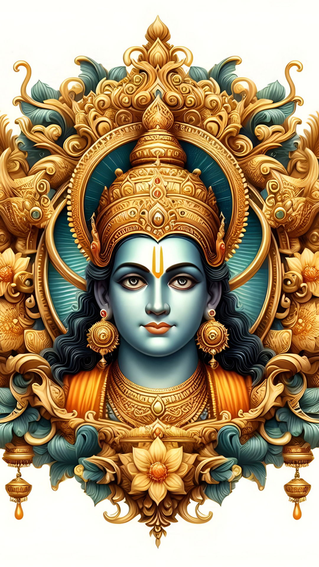 Lord Ram portrait with golden frame