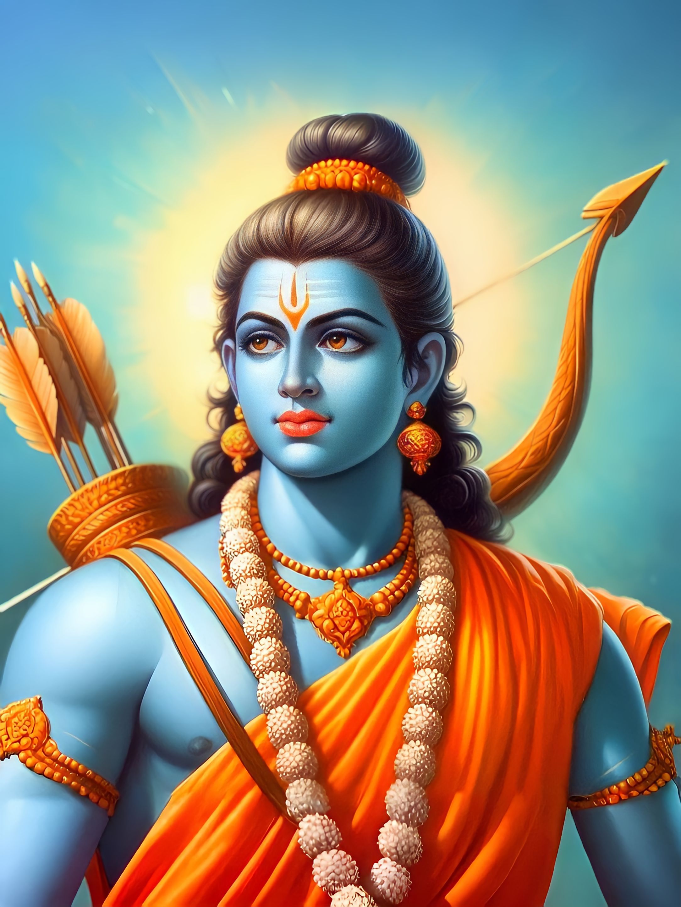 Lord Ram with bow, divine portrait