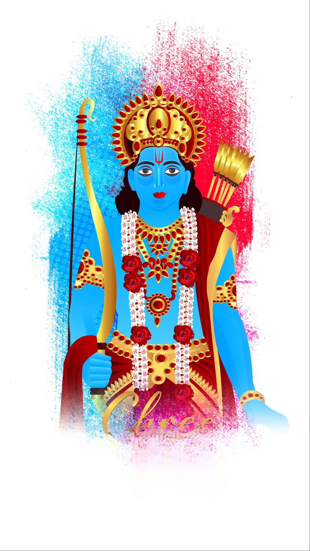 Lord Ram with bow and arrow portrait