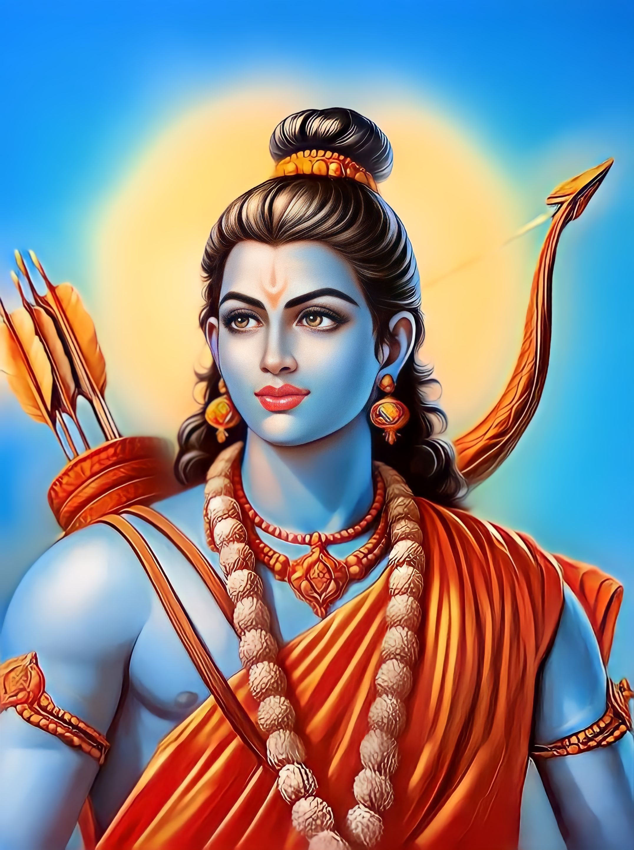 Lord Ram with bow and arrow portrait