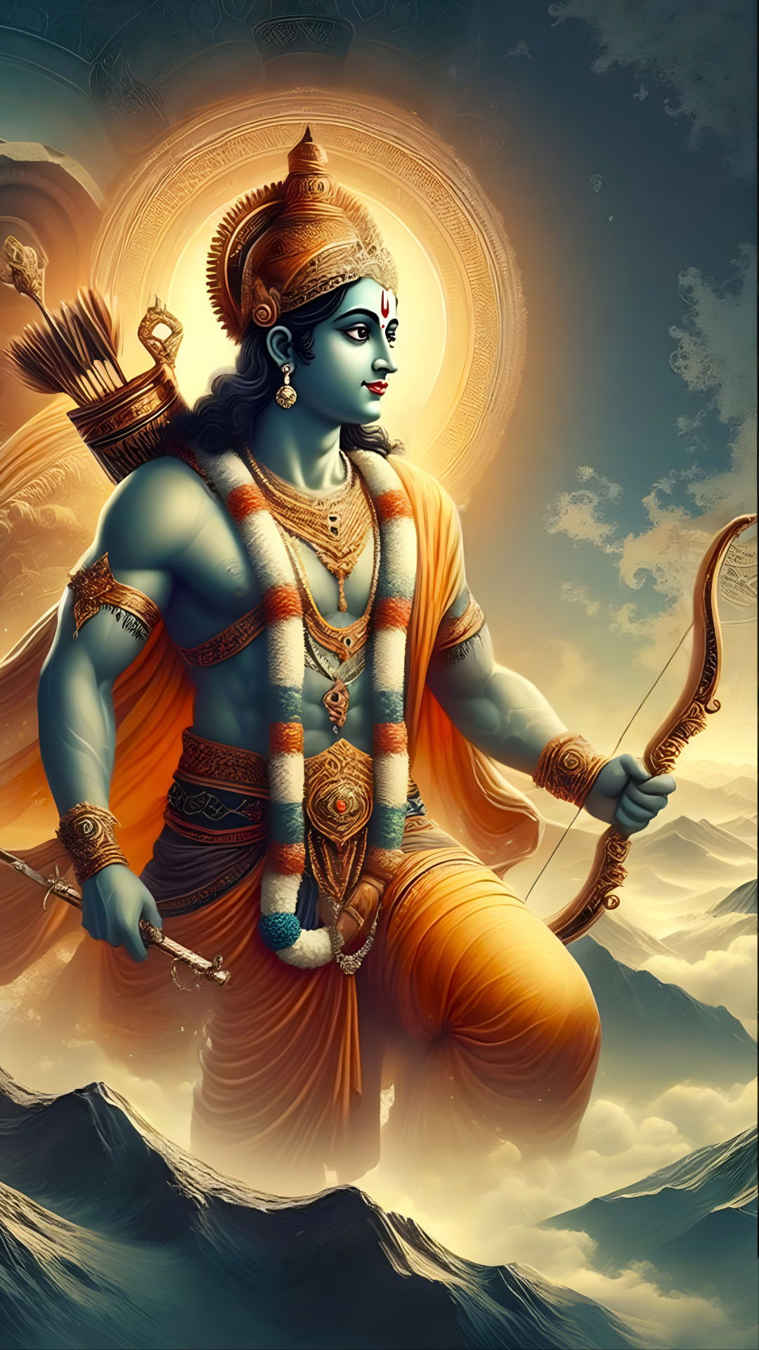 Lord Ram with bow and arrow portrait