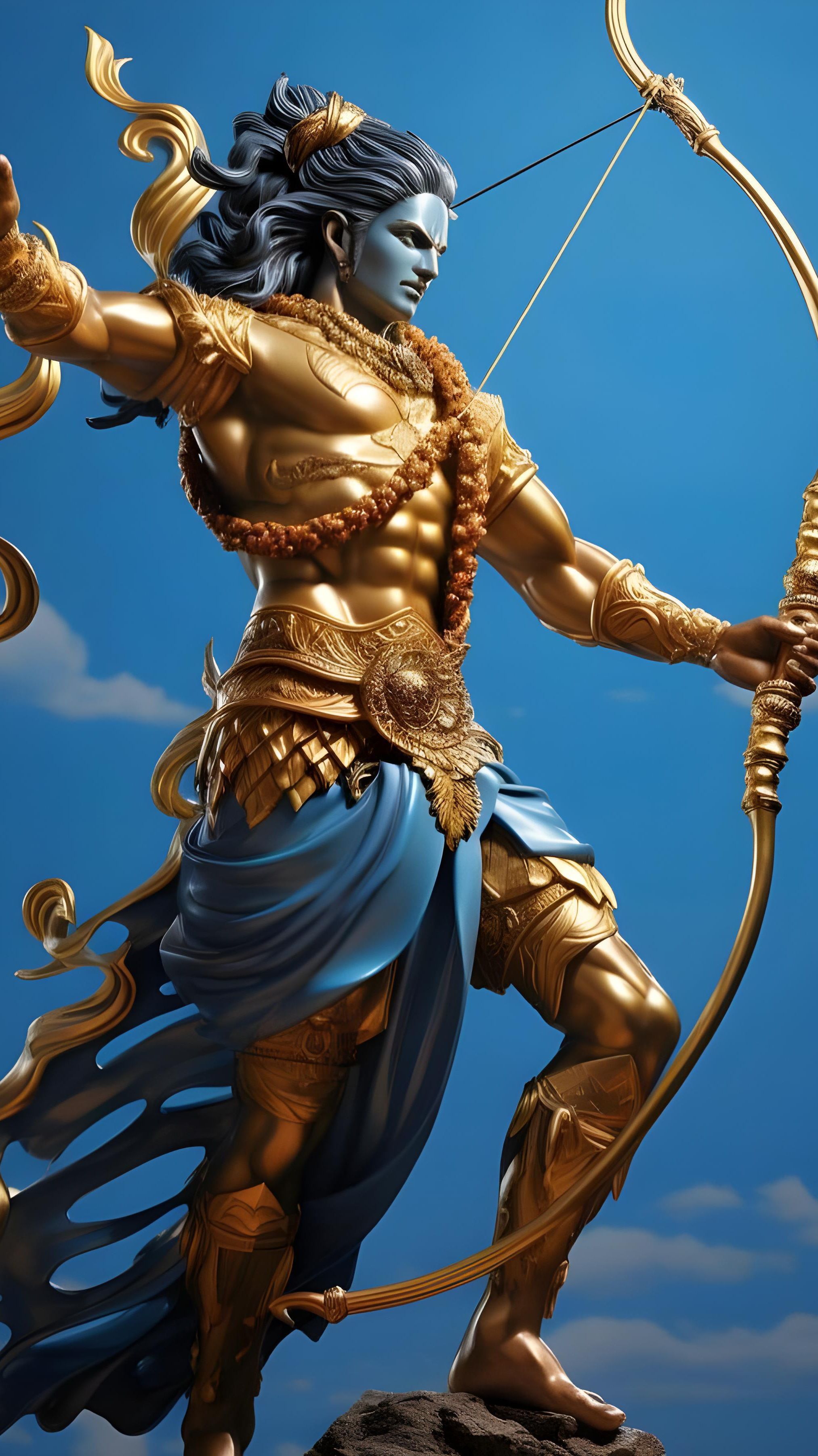 Lord Ram poised with bow and arrow