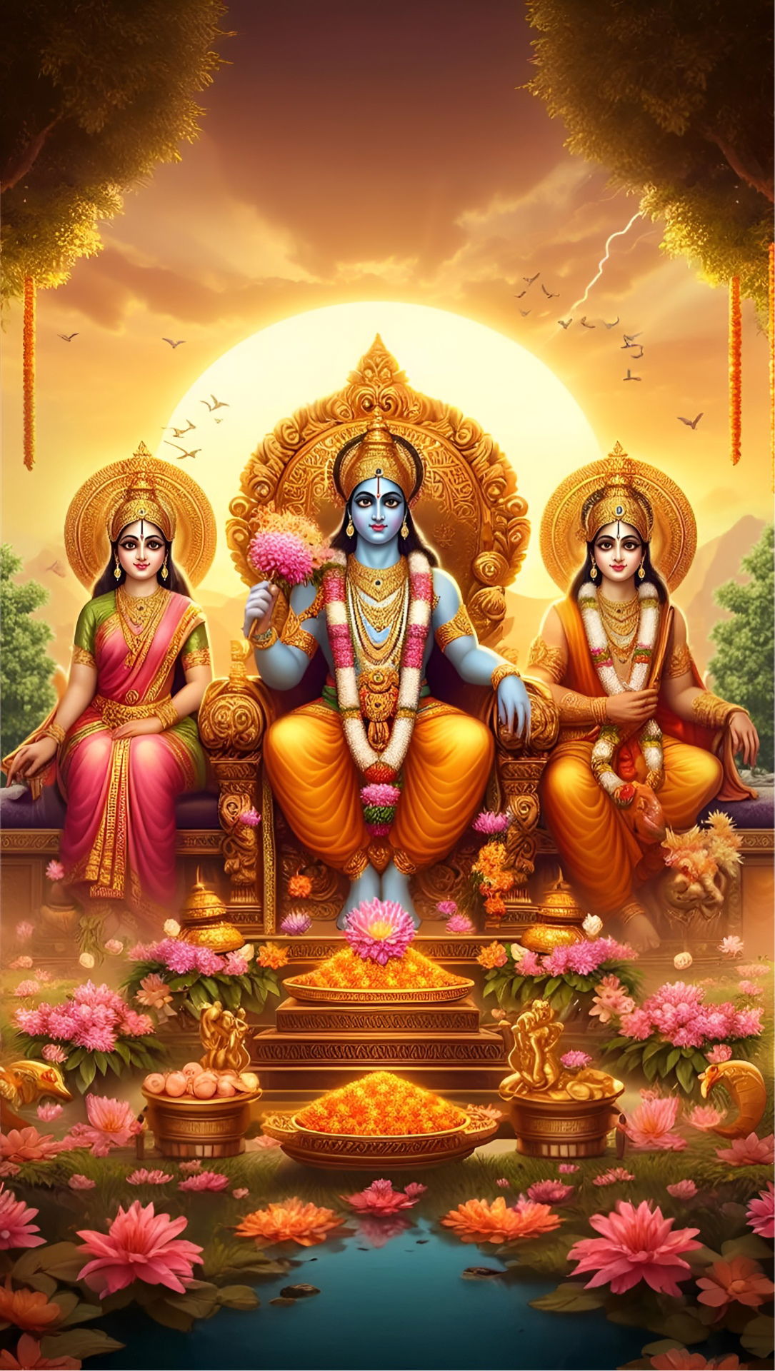 Lord Ram with Sita and Lakshman
