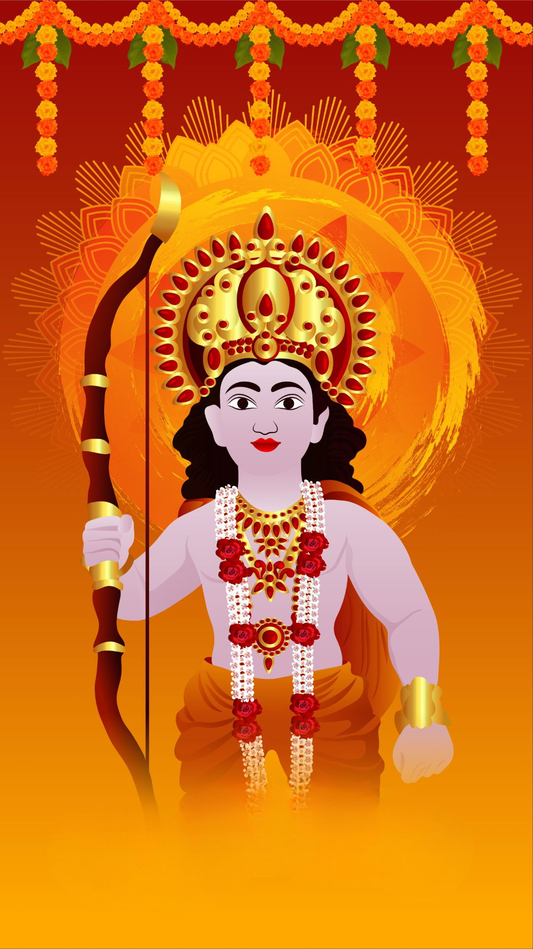Lord Ram with bow and arrow portrait